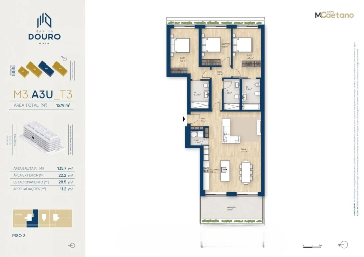 Apartamento T3 para Venda em Santa Marinha e São Pedro da Afurada Planta 1