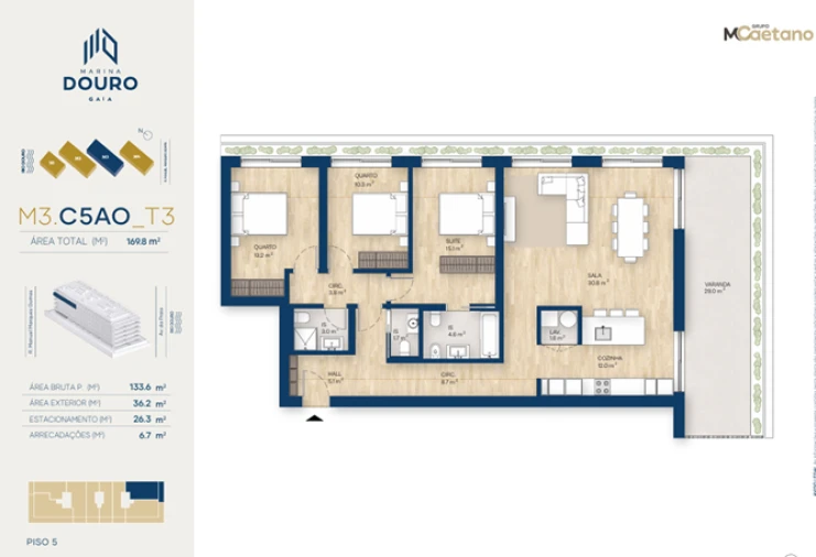 Apartamento T3 para Venda em Santa Marinha e São Pedro da Afurada Planta 1