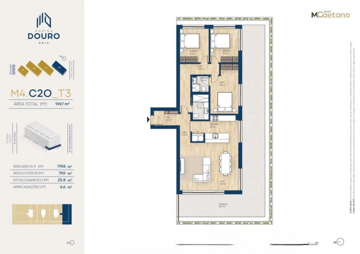 Apartamento T3 para Venda em Santa Marinha e São Pedro da Afurada Planta 1