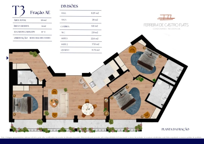 Apartamento T3 para Venda em Bonfim Planta 1
