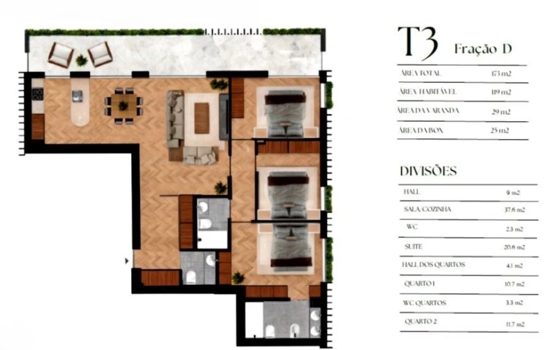 Apartamento T3 para Venda em Lordelo do Ouro e Massarelos Planta 1