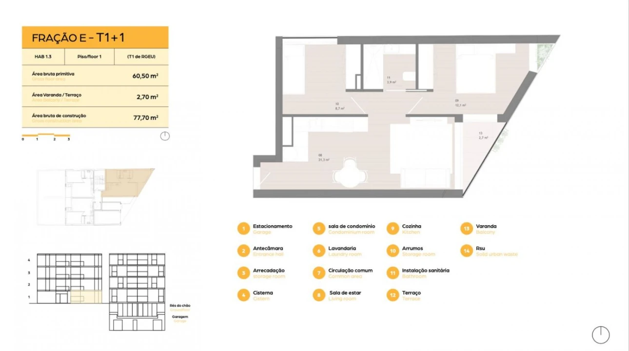 Apartamento T1 para Venda em Matosinhos e Leça da Palmeira Planta 2
