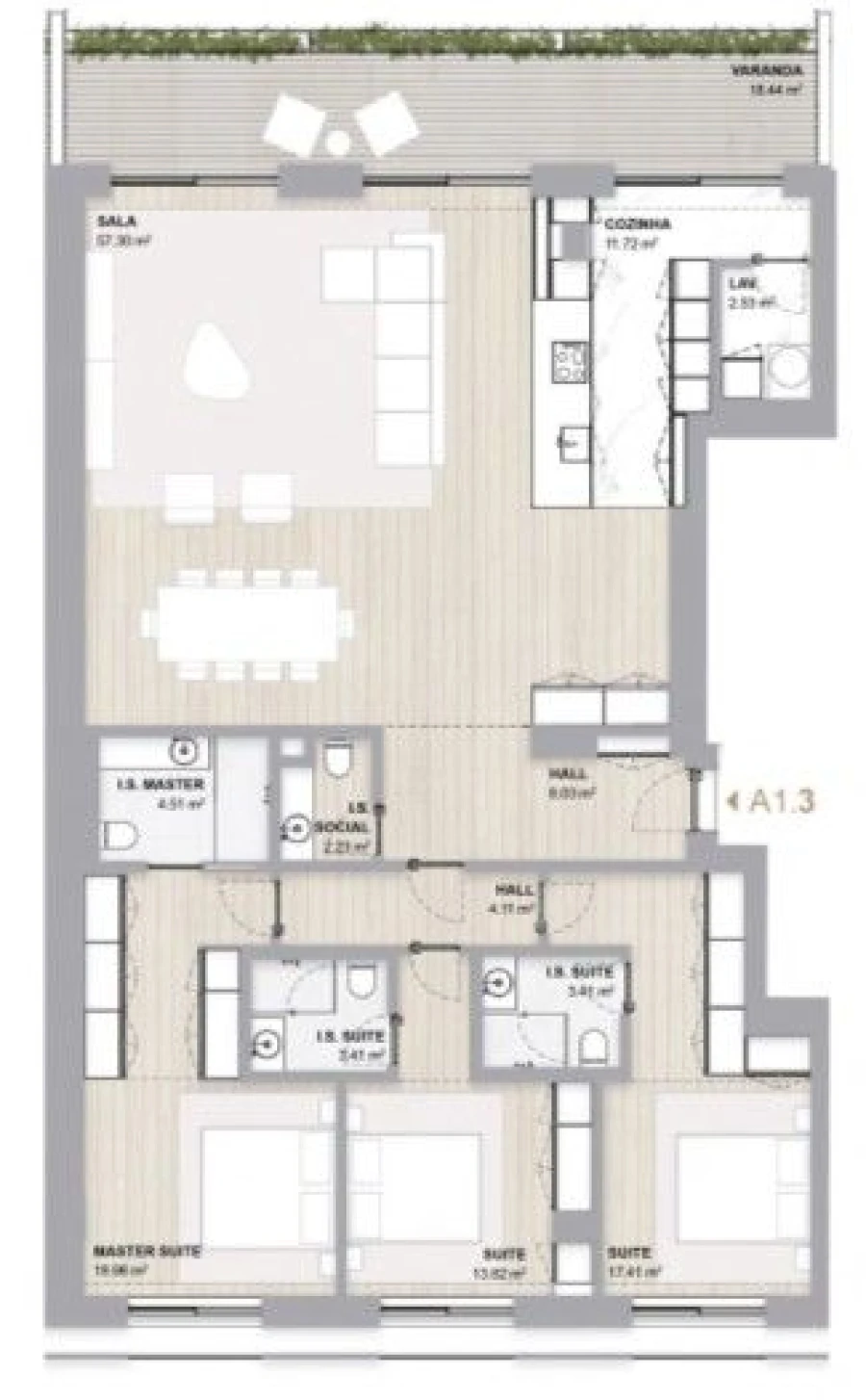 Apartamento T3 para Venda em Aldoar, Foz do Douro e Nevogilde Planta 1