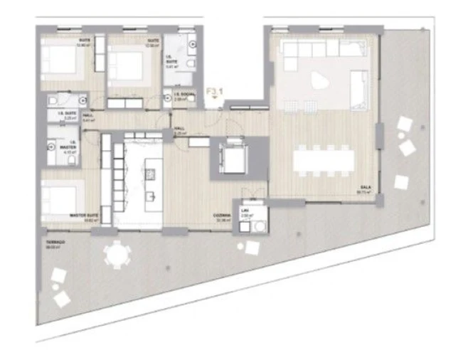 Apartamento T3 para Venda em Aldoar, Foz do Douro e Nevogilde Planta 1