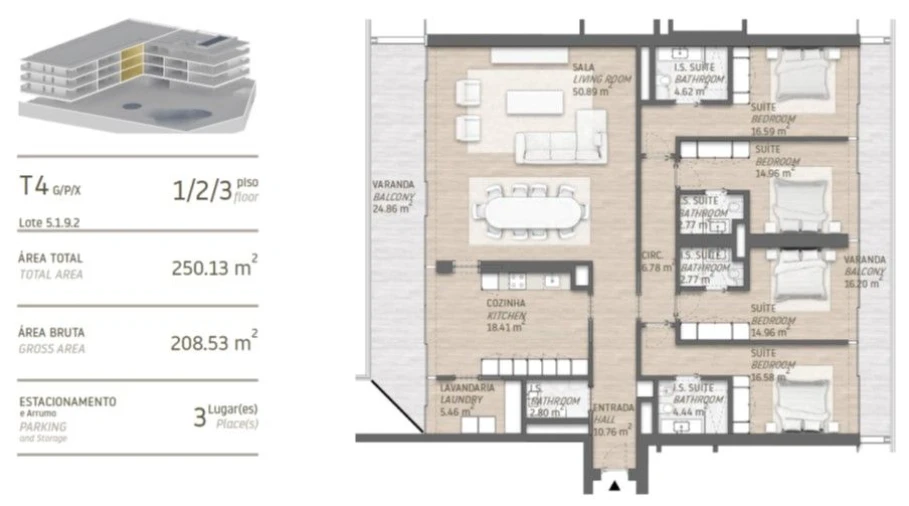 Apartamento T4 para Venda em Quarteira Planta 1