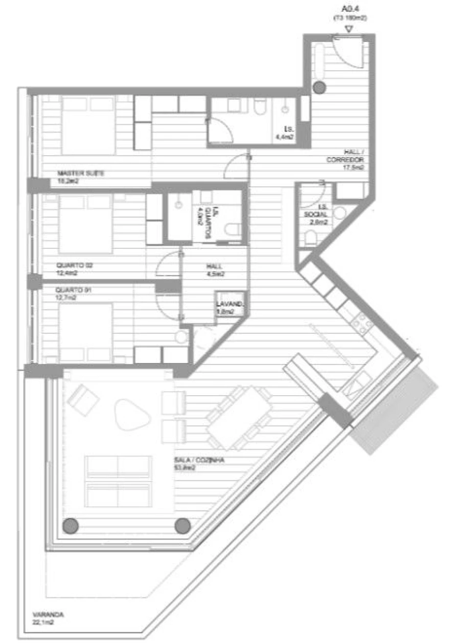 Apartamento T3 para Venda em Vila do Conde Planta 1