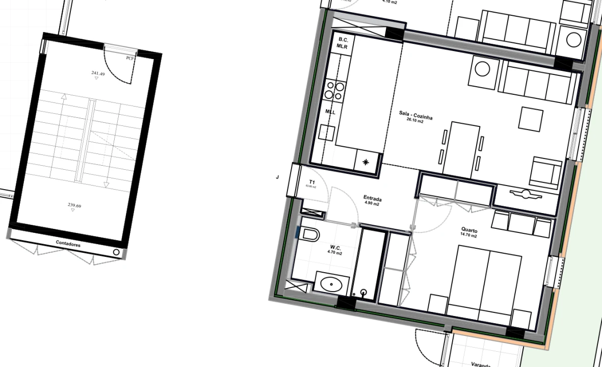Apartamento T1 para Venda em Azurem Planta 14