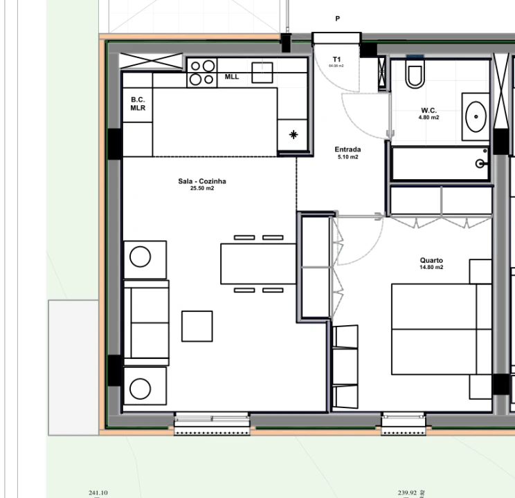 Apartamento T1 para Venda em Azurem Planta 14
