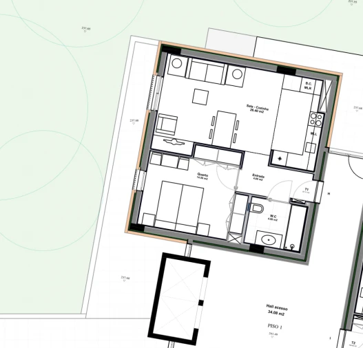Apartamento T1 para Venda em Azurem Planta 14