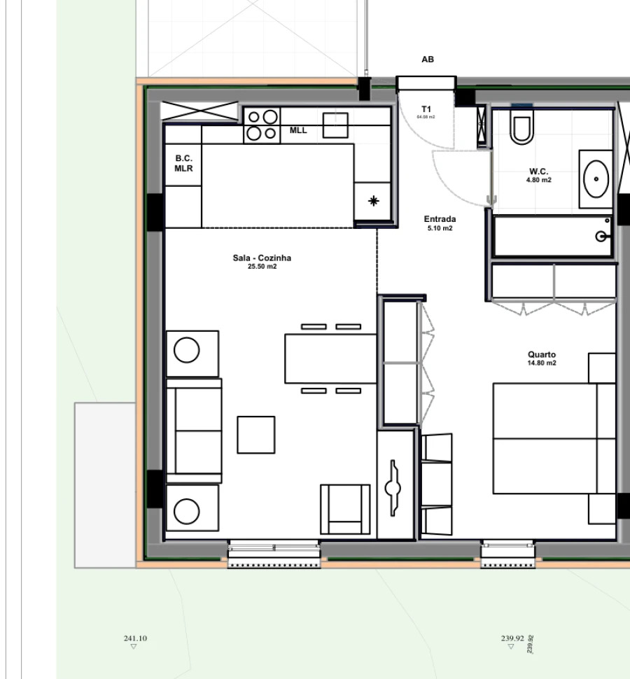 Apartamento T1 para Venda em Azurem Planta 14
