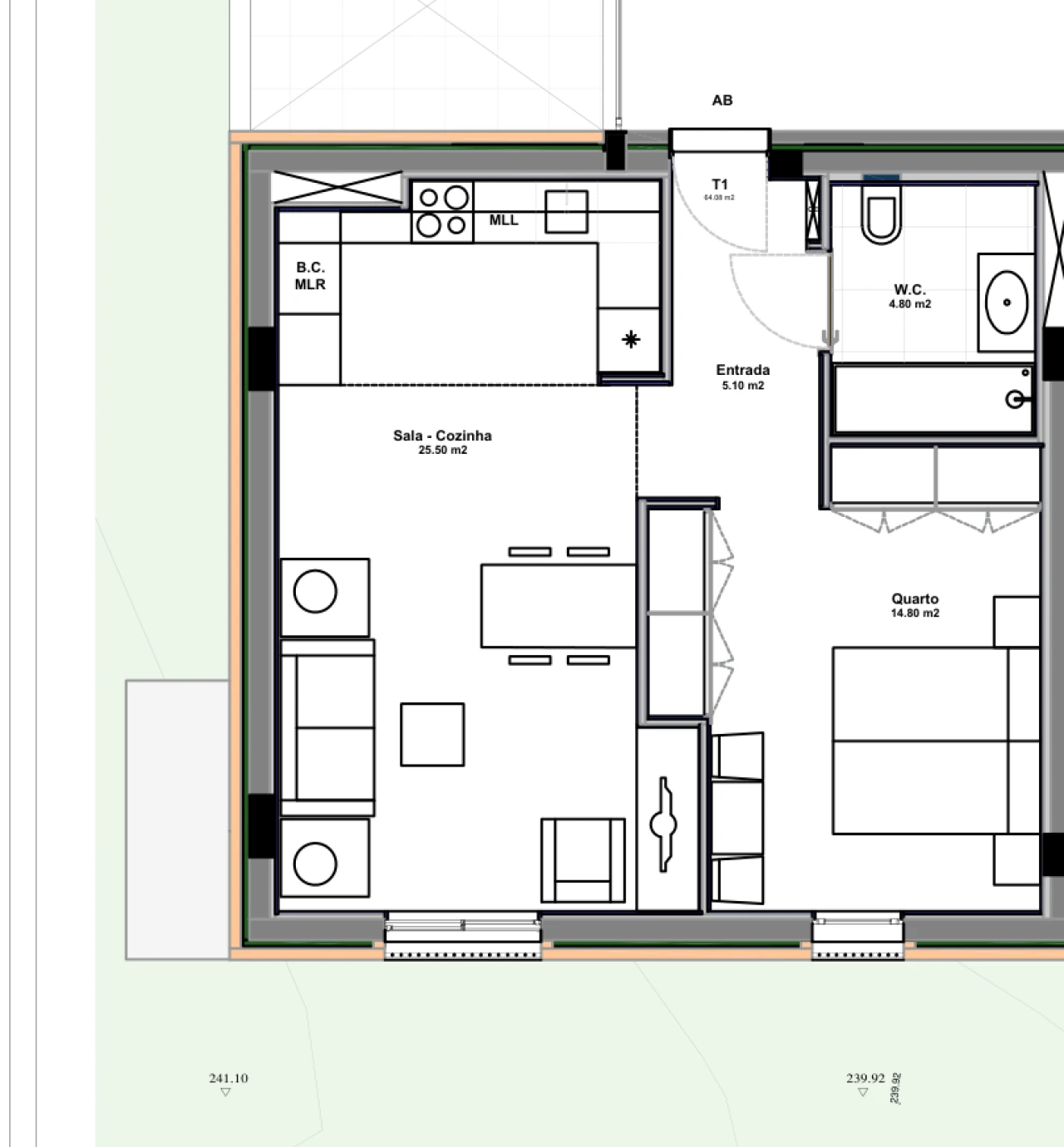 Apartamento T1 para Venda em Azurem Planta 14