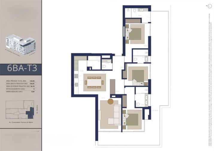 Apartamento T3 para Venda em Matosinhos e Leça da Palmeira Planta 1
