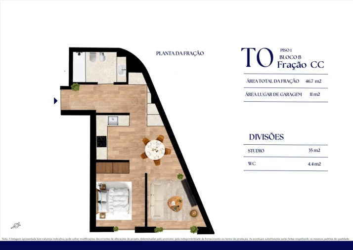 Apartamento T0 para Venda em Paranhos Planta 1