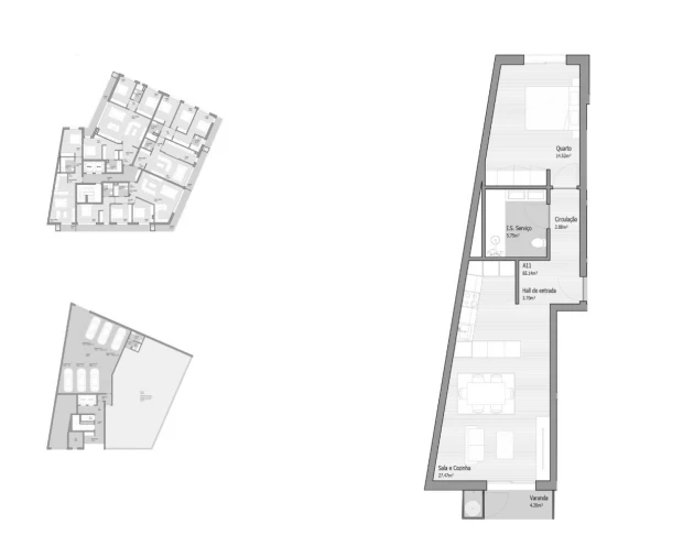 Apartamento T1 para Venda em Bougado (São Martinho e Santiago) Planta 1
