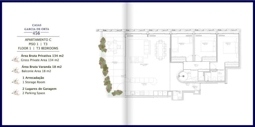 Apartamento T3 para Venda em Aldoar, Foz do Douro e Nevogilde Planta 1
