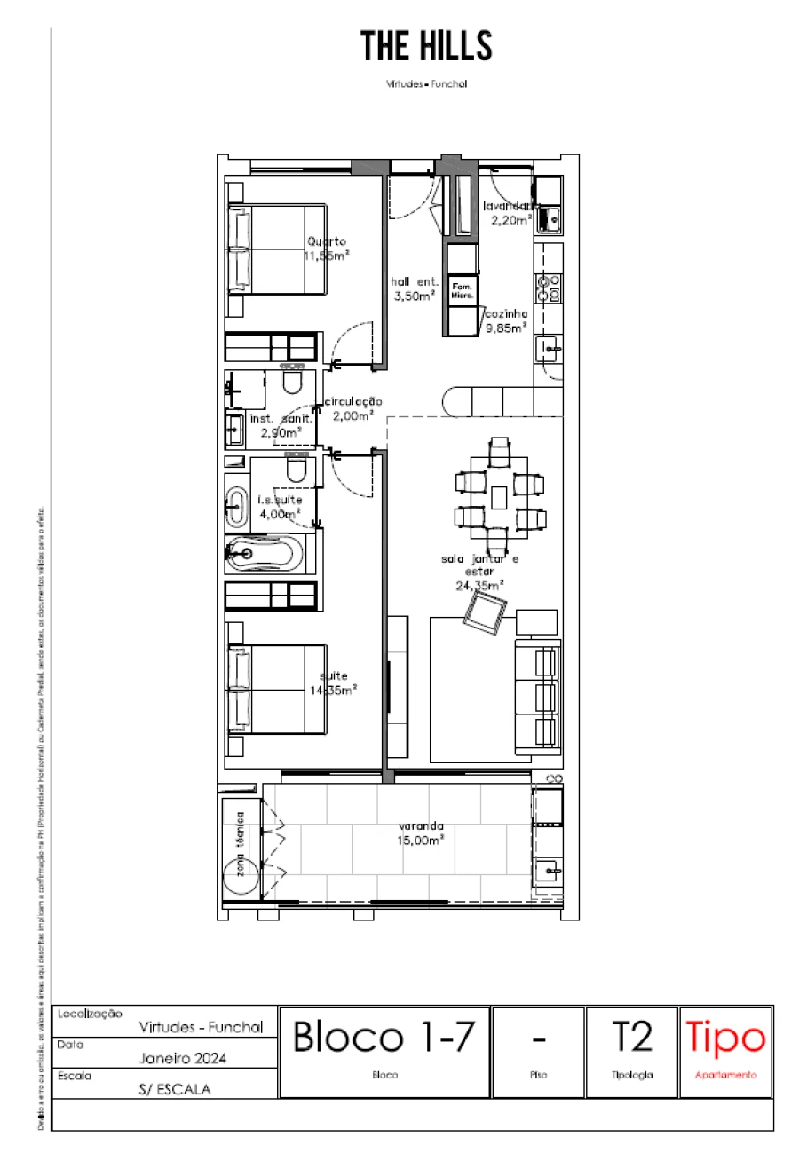 Apartamento T2 para Venda em São Martinho Planta 1