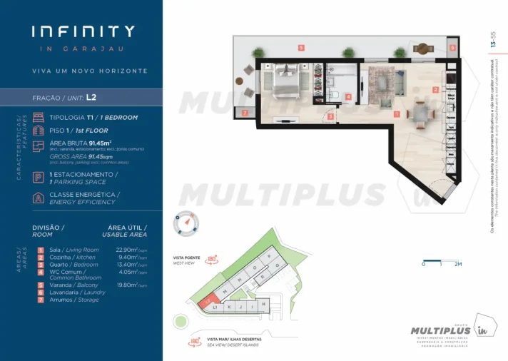 Apartamento T1 para Venda em Caniço Planta 1