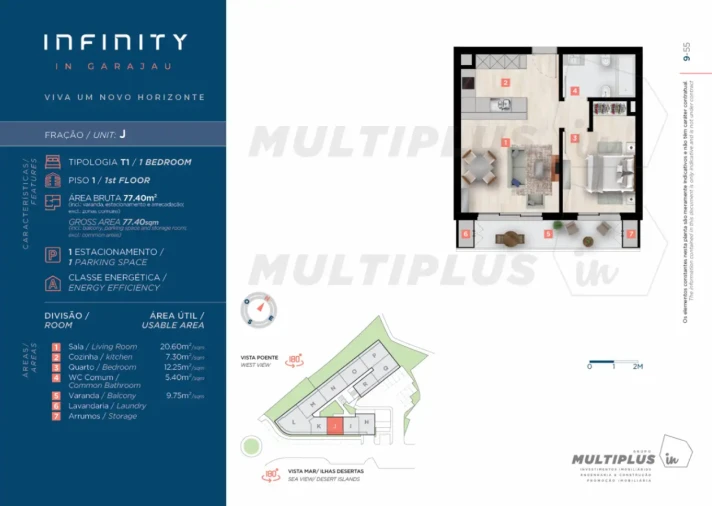 Apartamento T1 para Venda em Caniço Planta 1