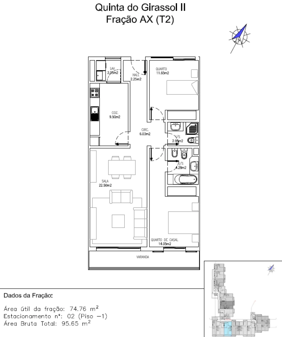 Apartamento T2 para Venda em Caniço Planta 1