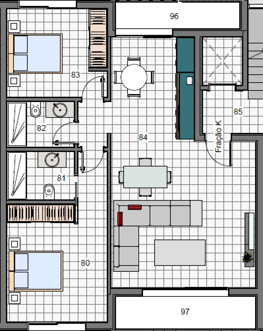 Apartamento T2 para Venda em Caniço Planta 1