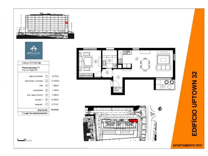 Apartamento T1 para Venda em São Martinho Planta 1