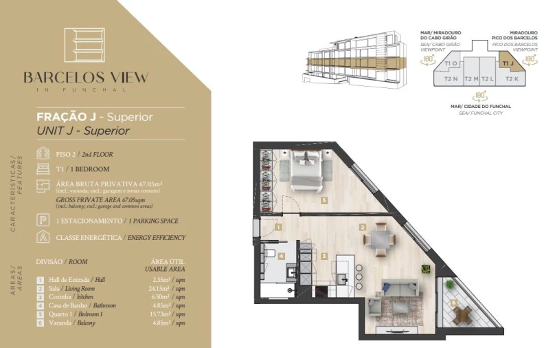 Apartamento T1 para Venda em Santo Antonio Planta 1