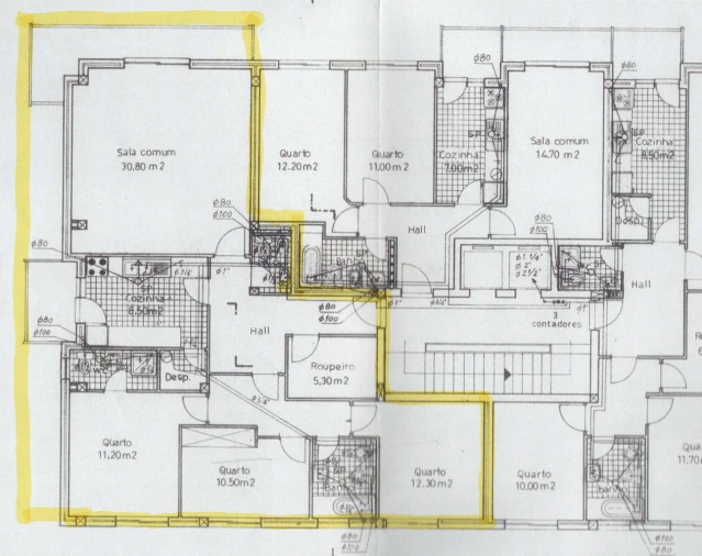 Apartamento T3 para Venda em São Mamede de Infesta e Senhora da Hora Planta 1