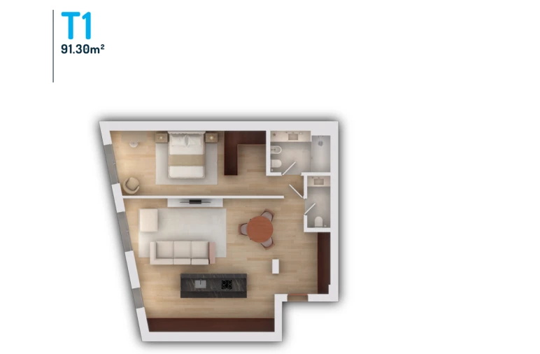 Apartamento T1 para Venda em Vila do Conde Planta 1