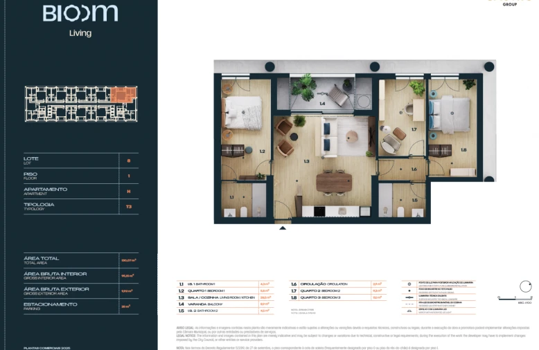 Apartamento T3 para Venda em Moreira Planta 1