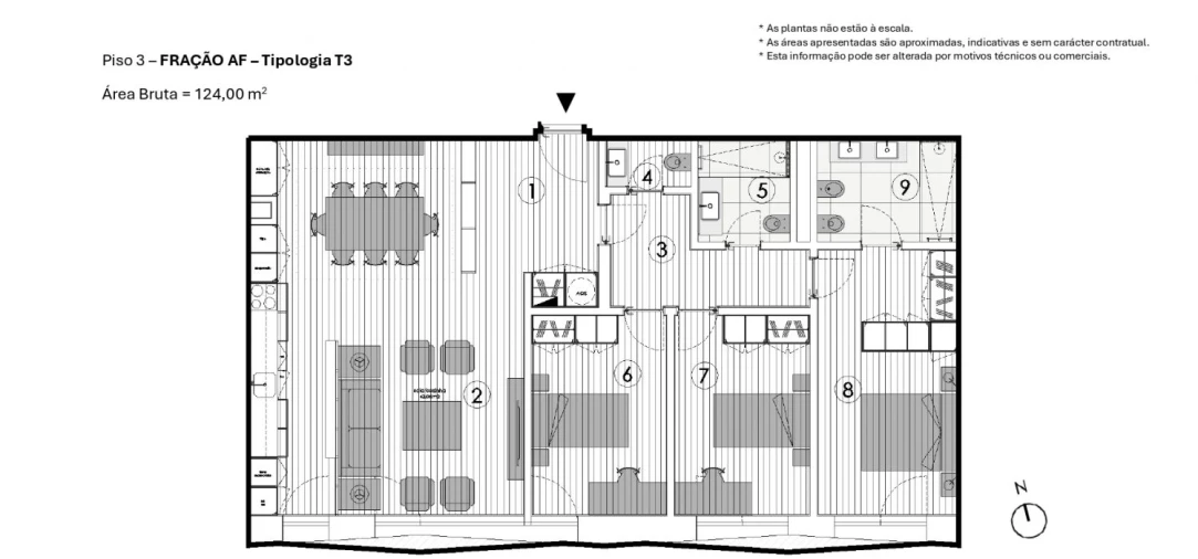 Apartamento T3 para Venda em Paranhos Planta 1