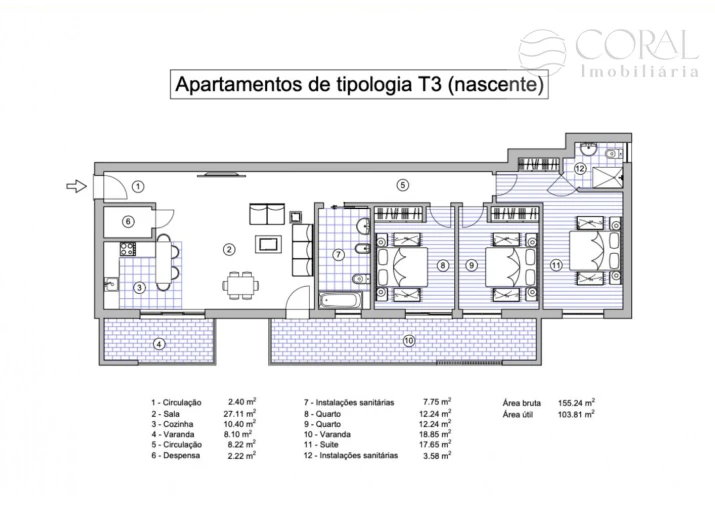 Apartamento T3 para Venda em Loule (São Sebastião) Foto 2