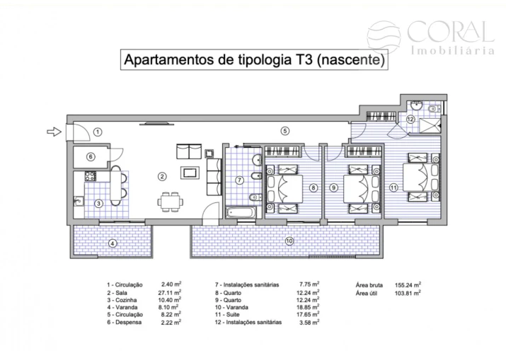 Apartamento T3 para Venda em Loule (São Sebastião) Foto 2
