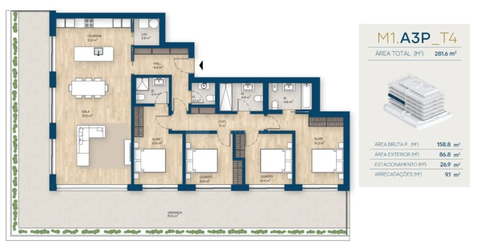 Apartamento T4 para Venda em Canidelo Foto 54