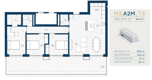 Apartamento T3 para Venda em Canidelo