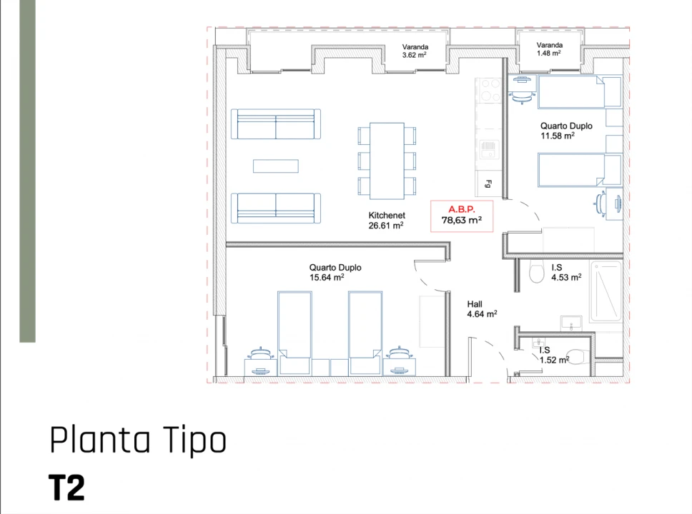 Apartamento T2 para Venda em Paranhos Planta 4
