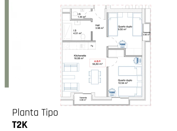 Apartamento T2 para Venda em Paranhos Planta 1
