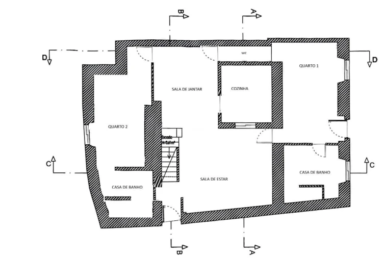 Moradia T2 para Venda em Santa Luzia Planta 1
