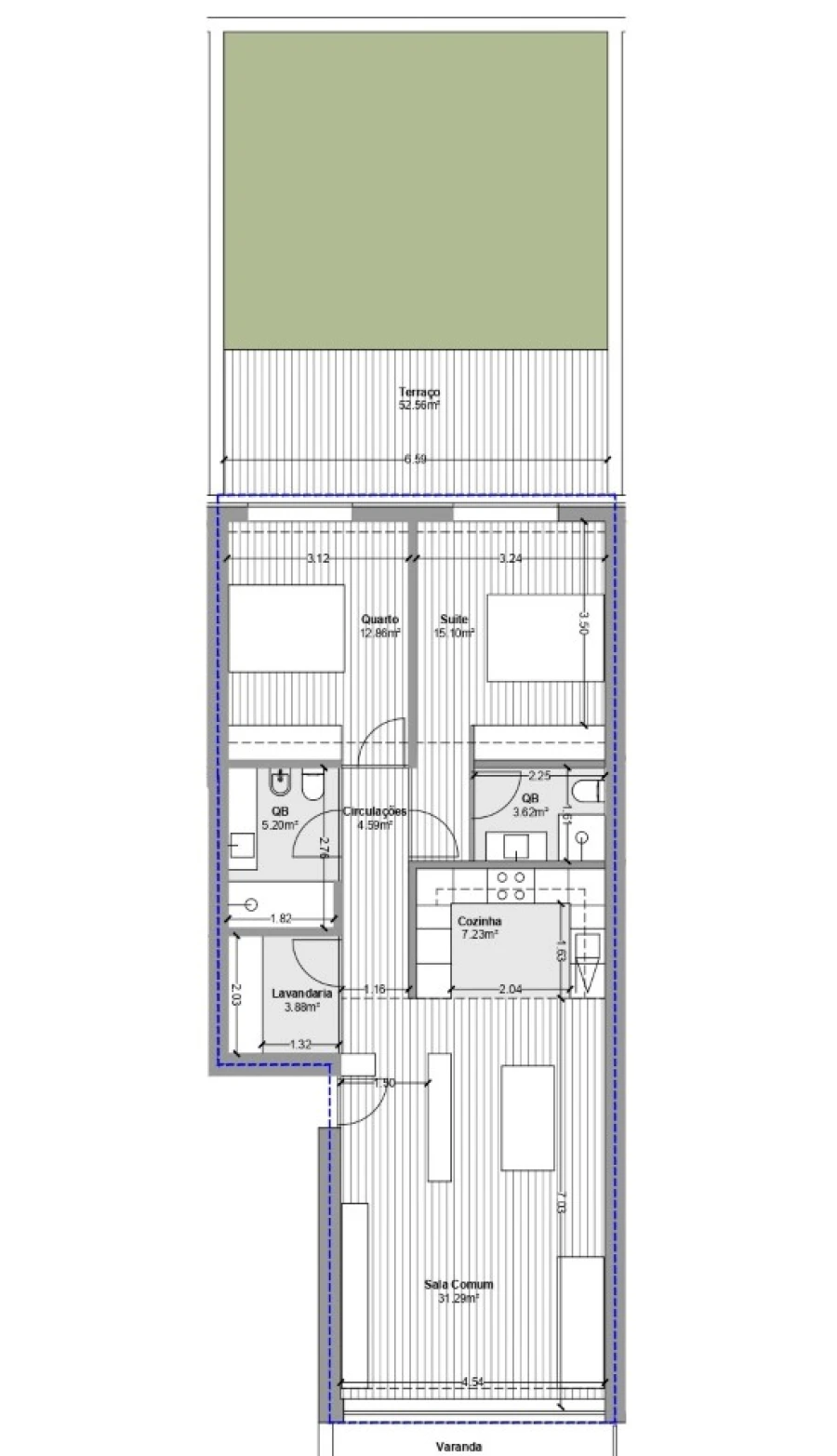 Apartamento T2 para Venda em Vila do Conde Planta 1