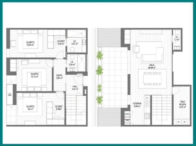 Apartamento T3 para Venda em Santa Joana Planta 1