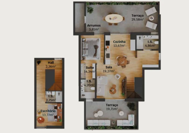 Apartamento T2 para Venda em Glória e Vera Cruz Planta 1