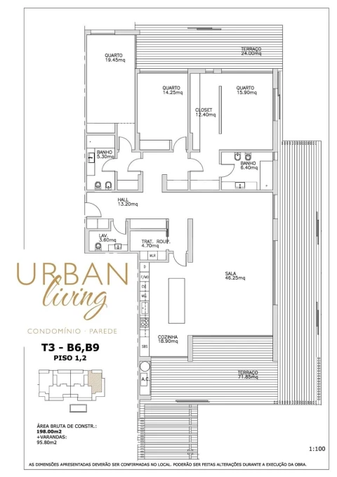 Apartamento T3 para Venda em Carcavelos e Parede
