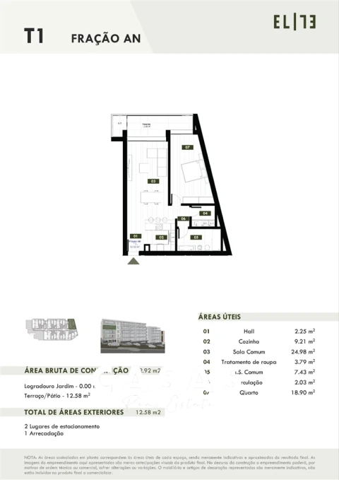 Apartamento T1 para Venda em Estreito de Camara de Lobos