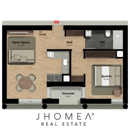 Apartamento T1 para Venda em Rio Tinto Planta 1