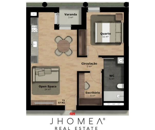 Apartamento T1 para Venda em Rio Tinto Planta 1