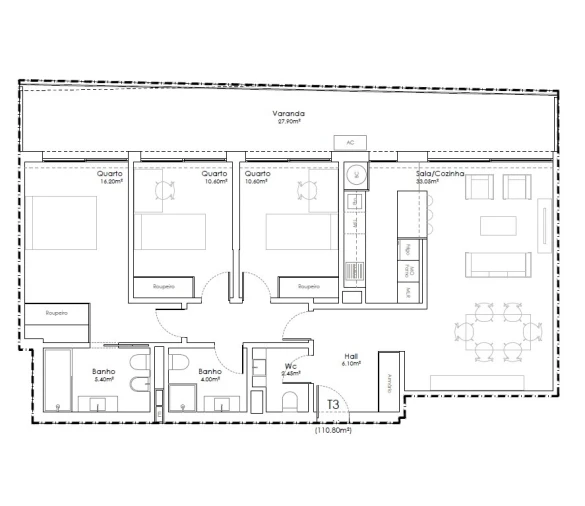Apartamento T3 para Venda em Madalena Planta 1