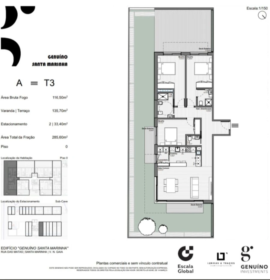 Apartamento T3 para Venda em Santa Marinha e São Pedro da Afurada Planta 1