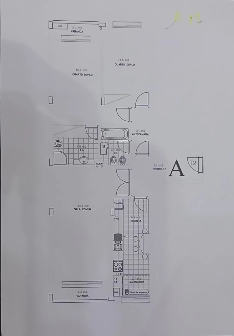 Apartamento T2 para Venda em Custóias, Leça do Balio e Guifões Planta 1