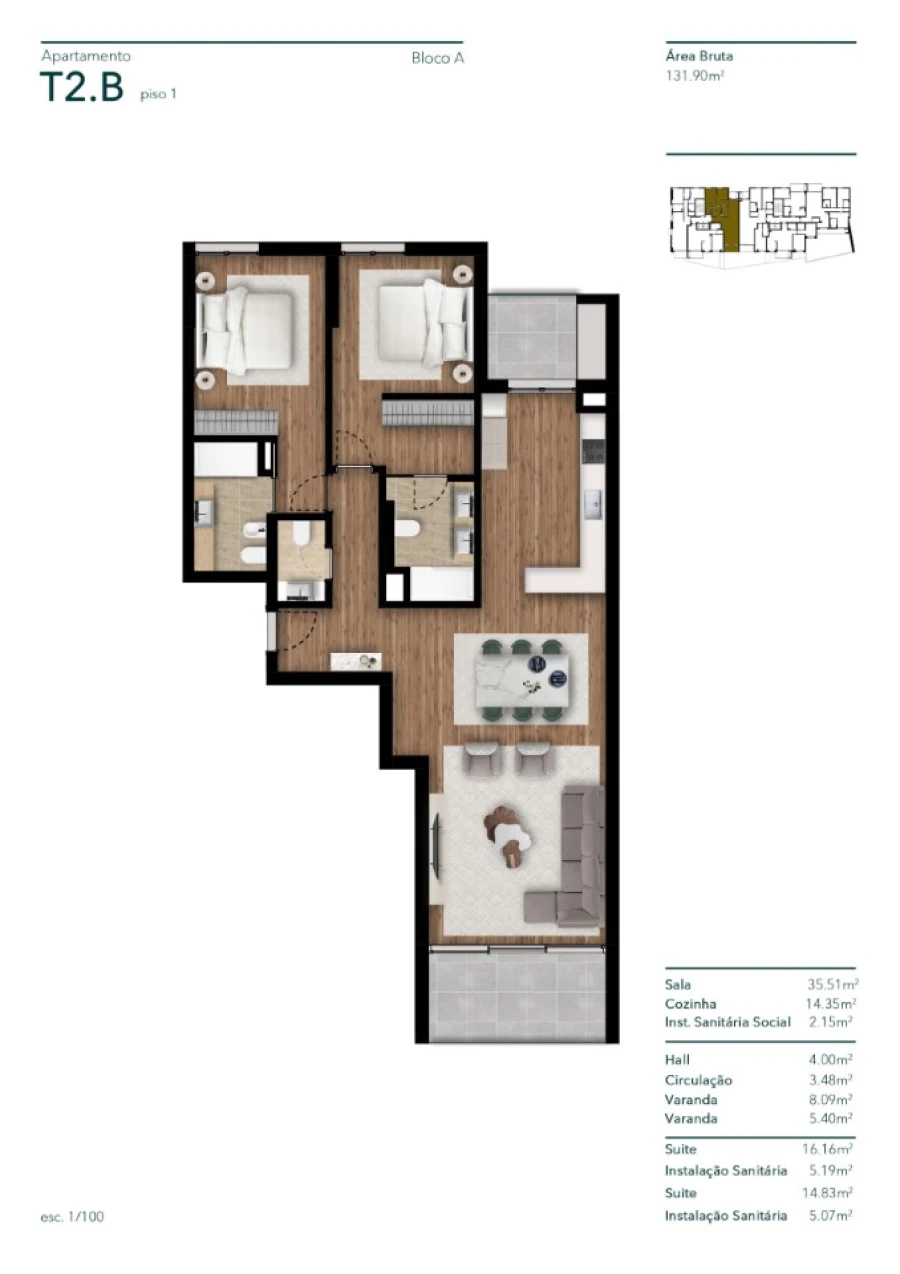 Apartamento T2 para Venda em Funchal (São Pedro) Planta 1