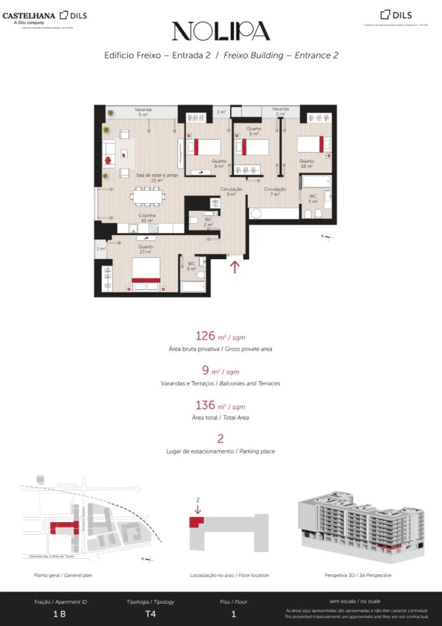 Apartamento T4 para Venda em Lumiar Planta 1