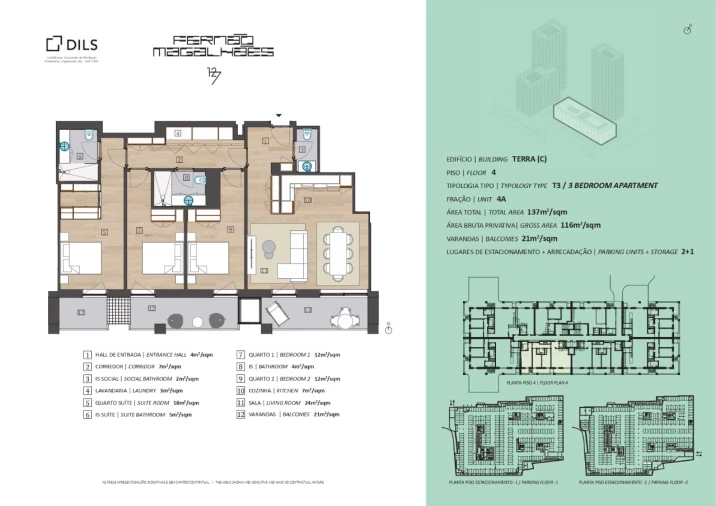 Apartamento T3 para Venda em Bonfim Planta 1